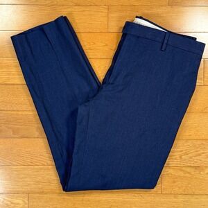 Etro Milano Size 56 Mens Navy Blue Wool Cotton Flat Front Pants Trousers Italy